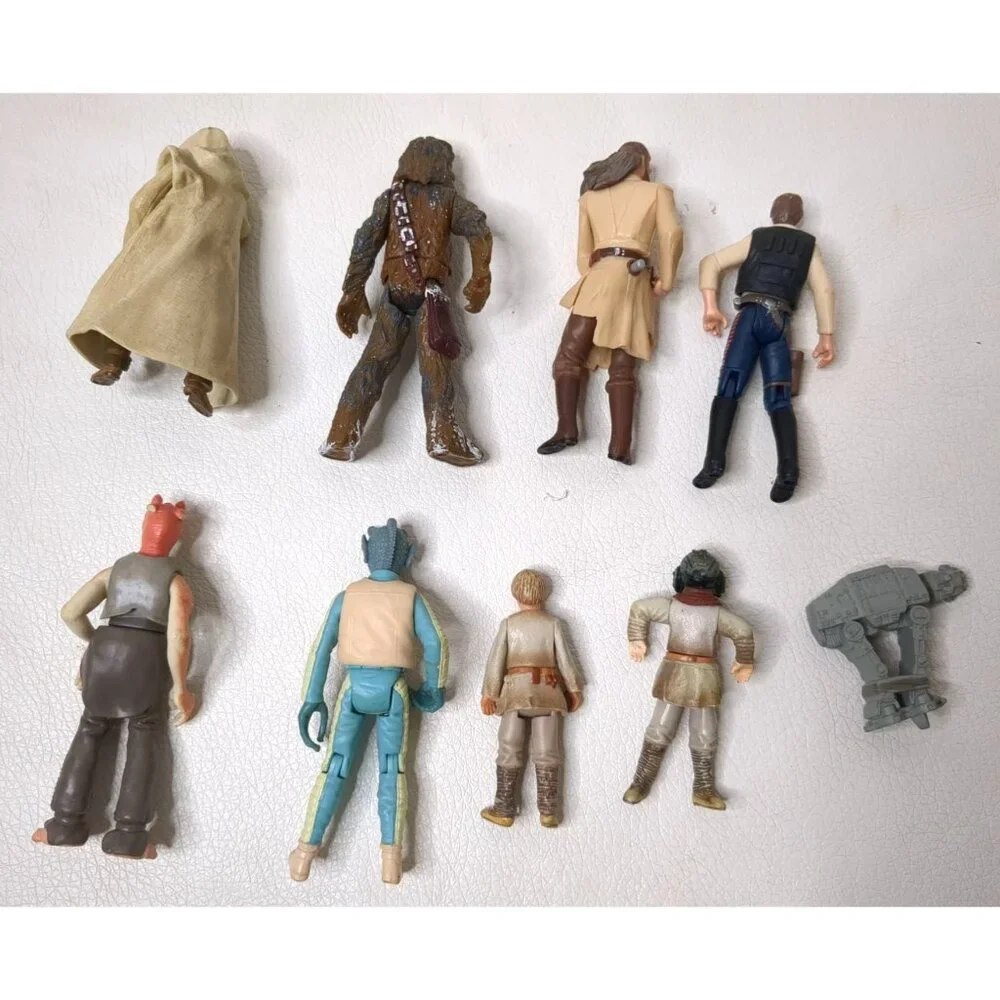 Lot Vintage Star Wars Figures Chewy Han Solo Greedo Anakin Qui Gon Nikto Jar Jar